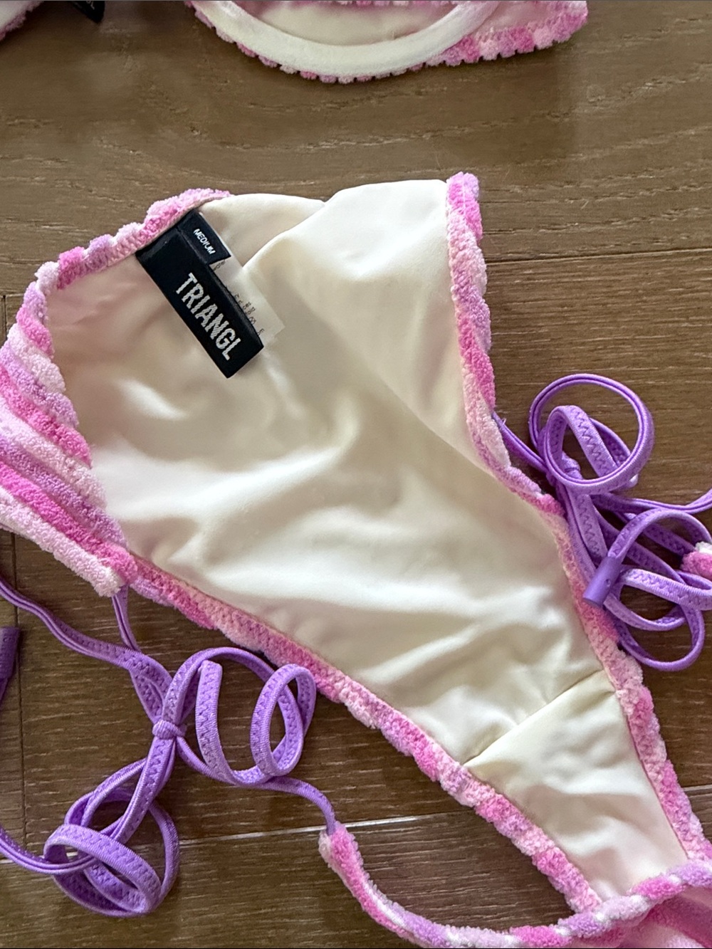 Triangl Swimwear Pink Mala Lotus Terry Bikini Set | Top small bottom medium - Picture 4 of 5
